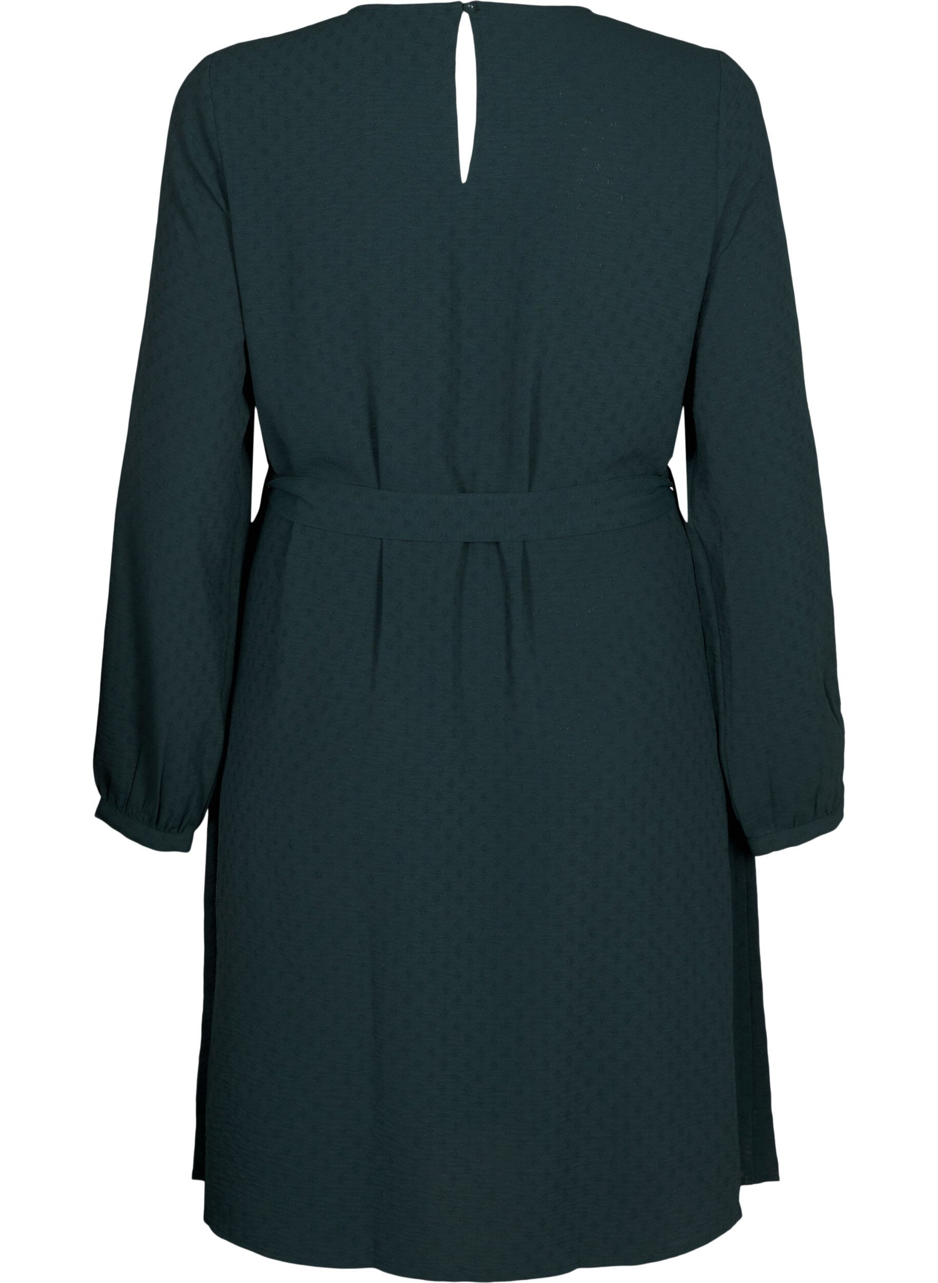 ZizziKurzes Kleid mit Struktur und Bindeg&uuml;rtel, Scarab, Packshot image number 1