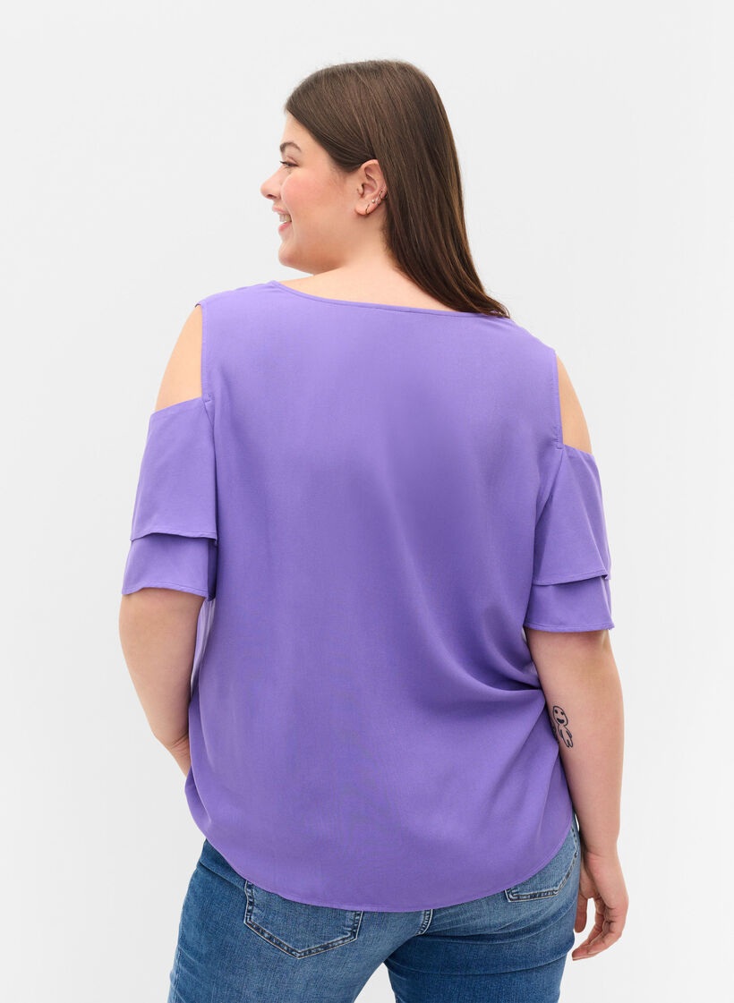 Kurzärmelige Bluse aus Viskose, Passion Flower, Model image number 1