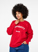 Sweatshirt mit geprägtem Textdesign, Rot, Model image number 0