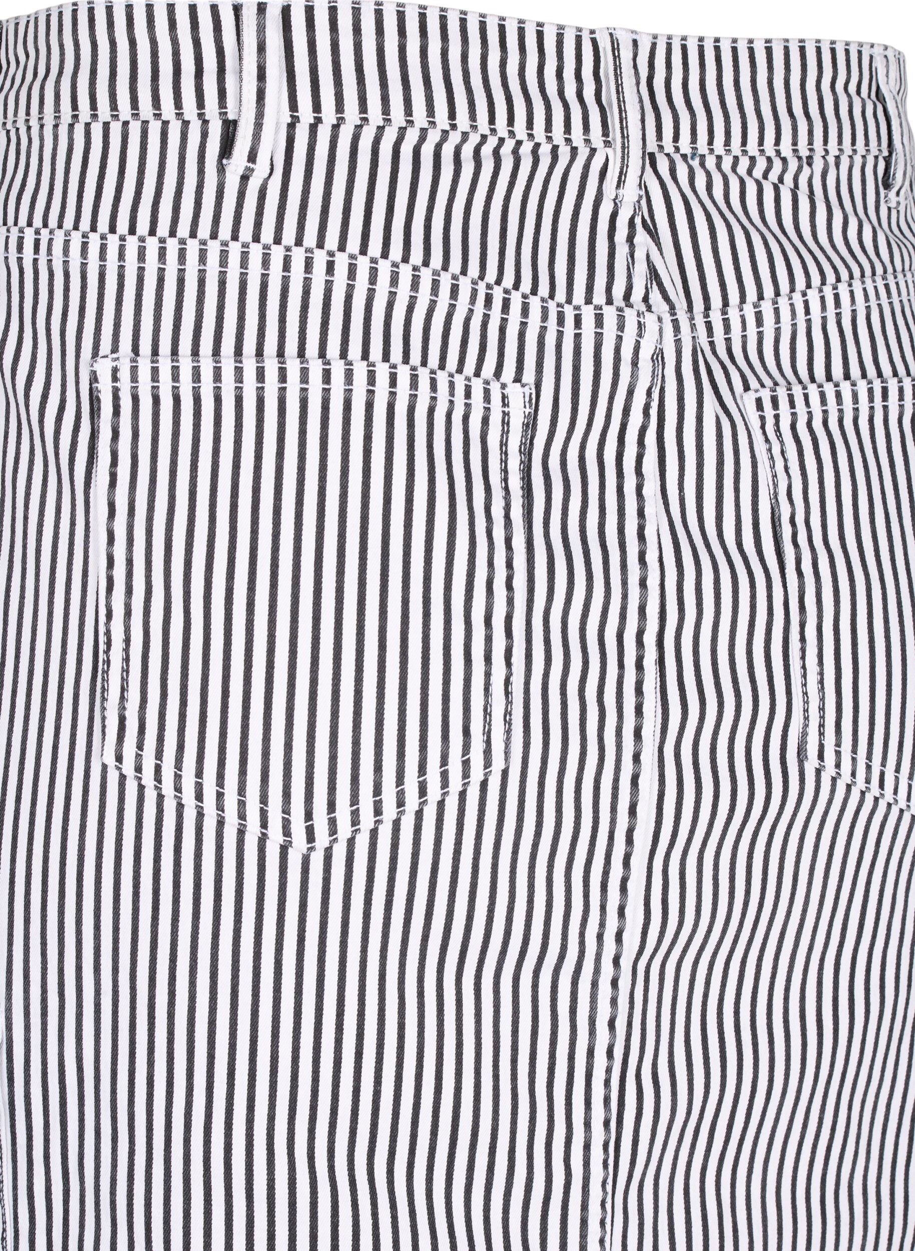 ZizziGestreifter Bleistiftrock mit Taschen, Black & White Stripe, Packshot image number 3