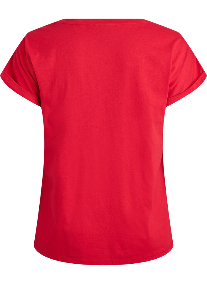 Kurz&auml;rmeliges T-Shirt aus Baumwollmischgewebe, Rot, Packshot image number 1