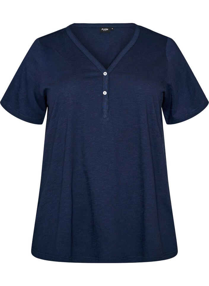 T-Shirt mit Knopfleiste, Blau, Packshot image number 0