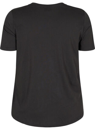 Kurzärmeliges Baumwoll-T-Shirt mit Druck, Black, Packshot image number 1