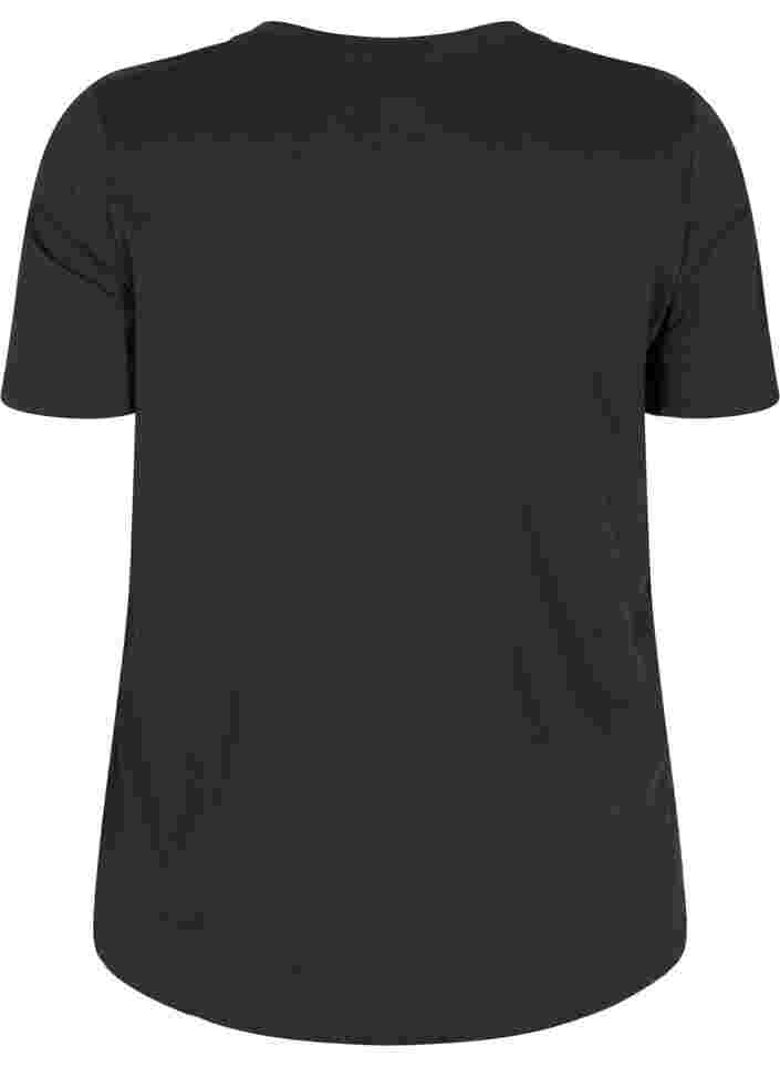 Kurzärmeliges Baumwoll-T-Shirt mit Druck, Black, Packshot image number 1