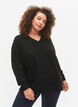 Melange Pullover mit V-Ausschnitt, Dark Grey Melange, Model image number 0