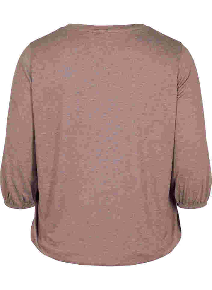 Einfarbige Bluse mit 3/4-Ärmel, Chestnut Mel., Packshot image number 1