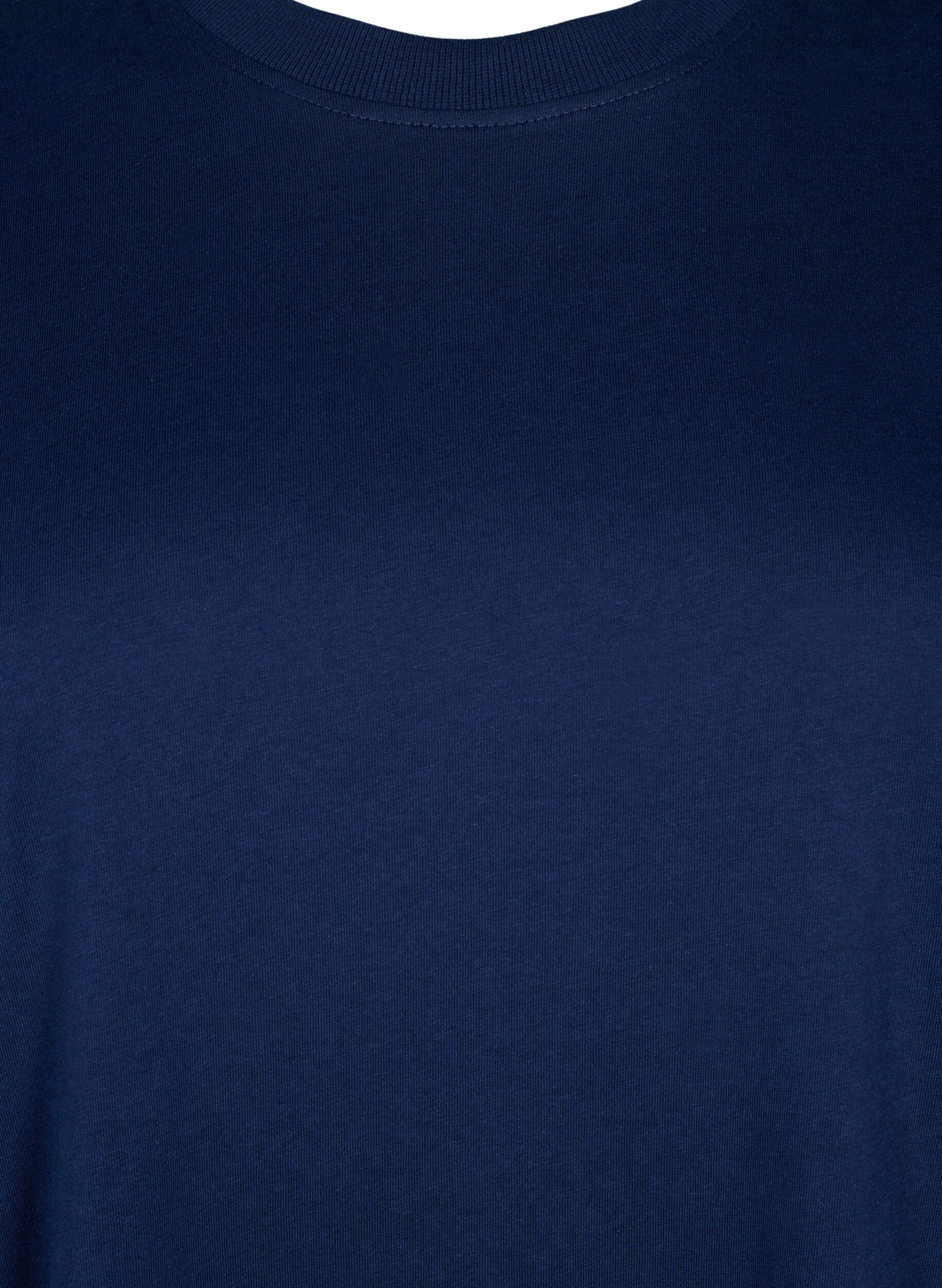 ZizziBasic-T-Shirt aus Baumwolle mit Rundhalsausschnitt, Blau, Packshot image number 2