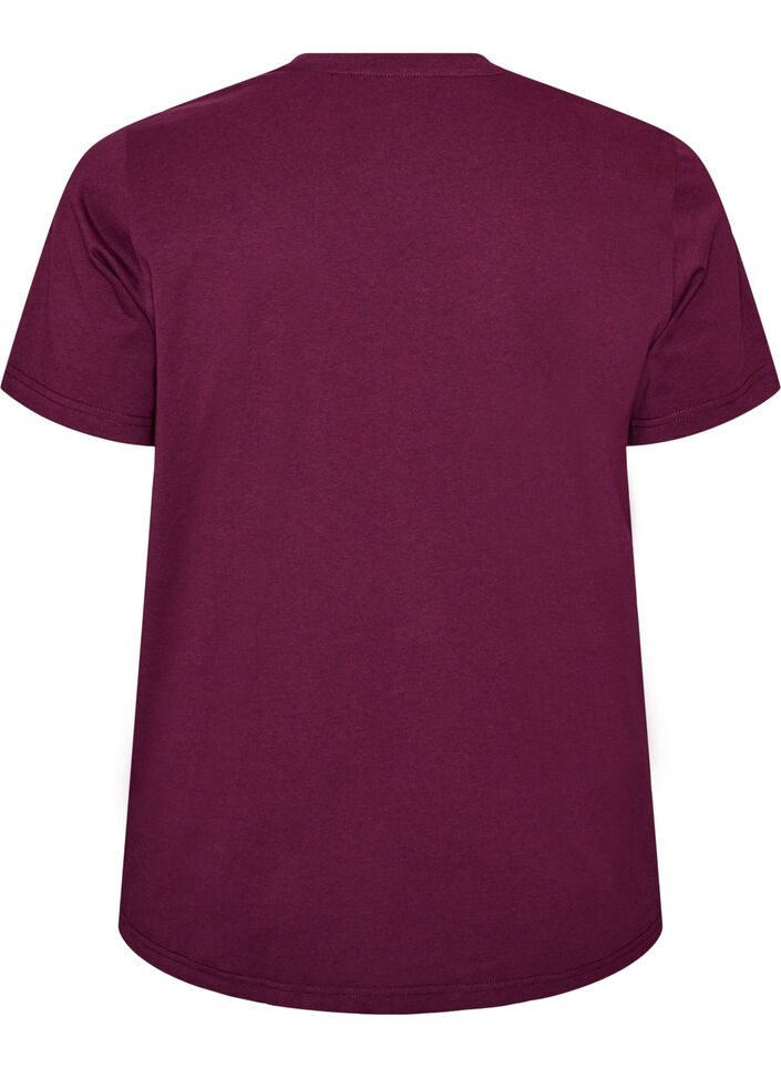 T-Shirt mit gebl&uuml;mter Stickerei und Strasssteinen, Lila, Packshot image number 1