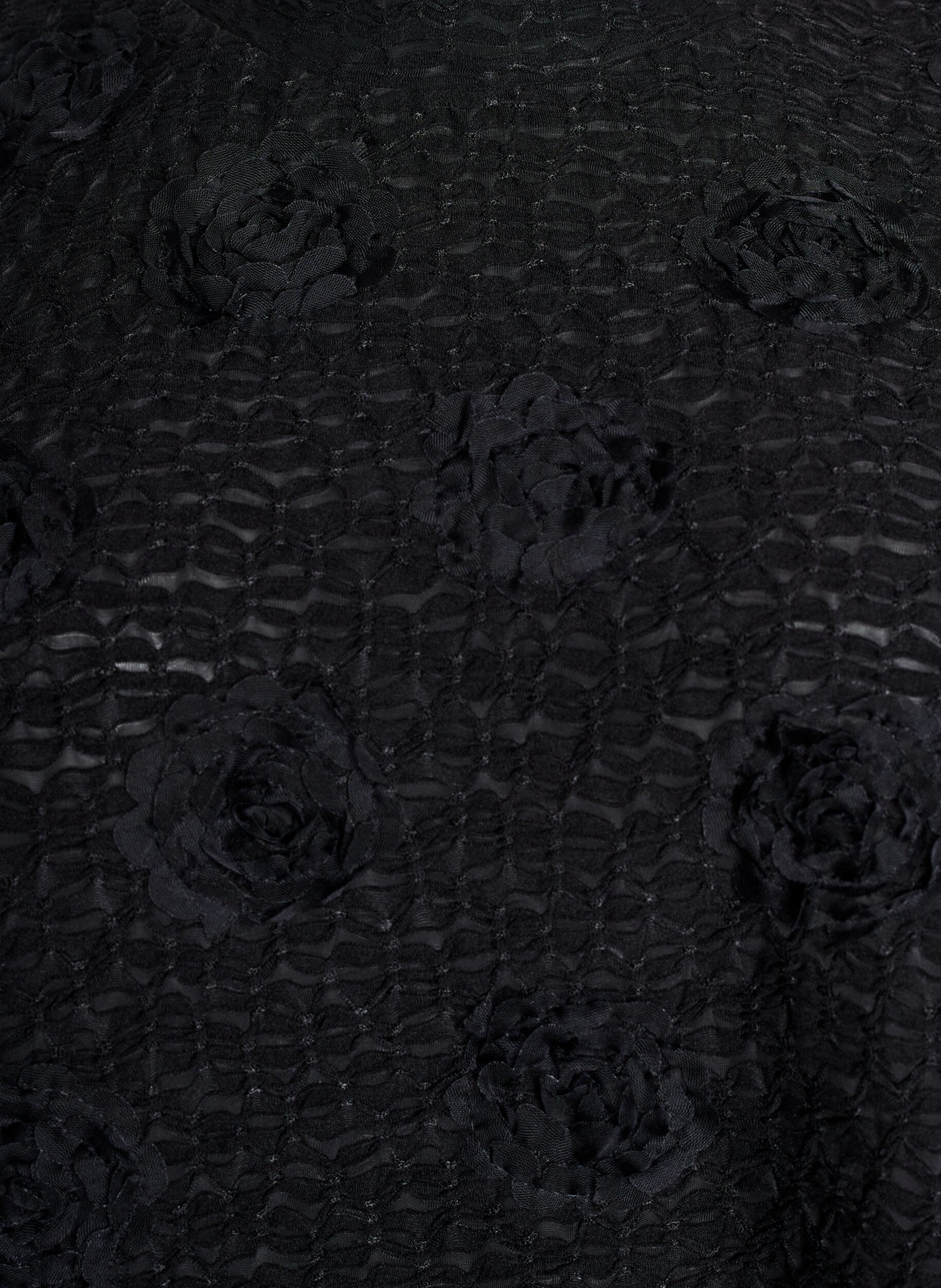 ZizziBluse mit 3D-Blumen und kurzen &Auml;rmeln, Schwarz, Packshot image number 2
