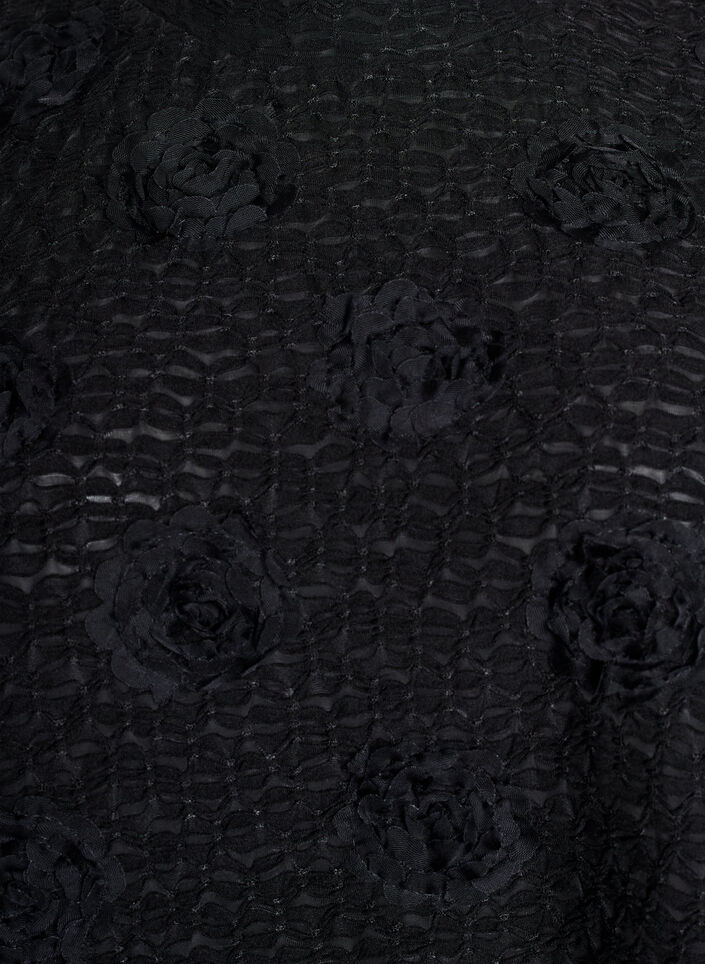 Bluse mit 3D-Blumen und kurzen Ärmeln, Schwarz, Packshot image number 2