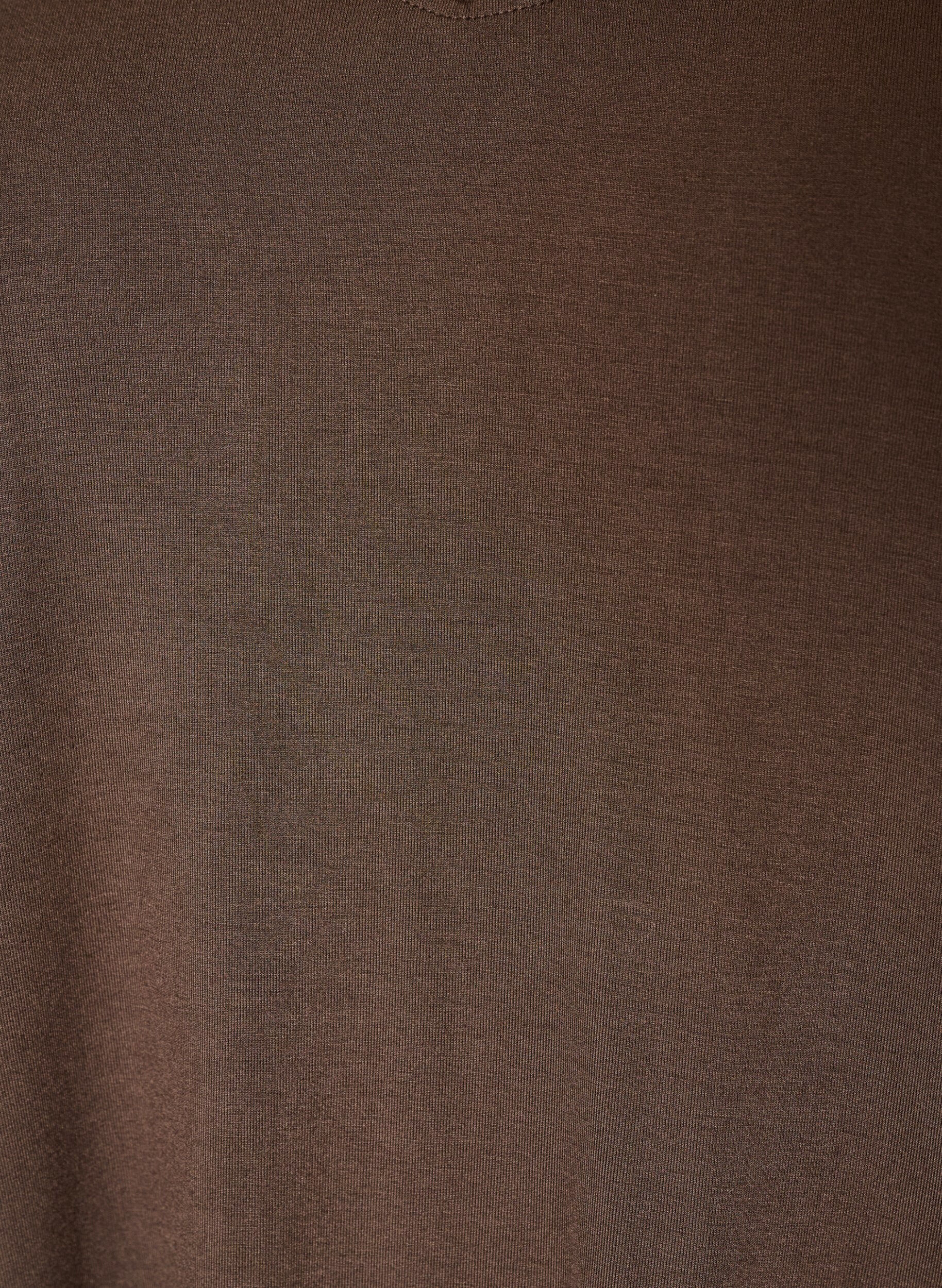 ZizziBasic T-Shirt aus Viskose mit V-Ausschnitt, Braun, Packshot image number 2