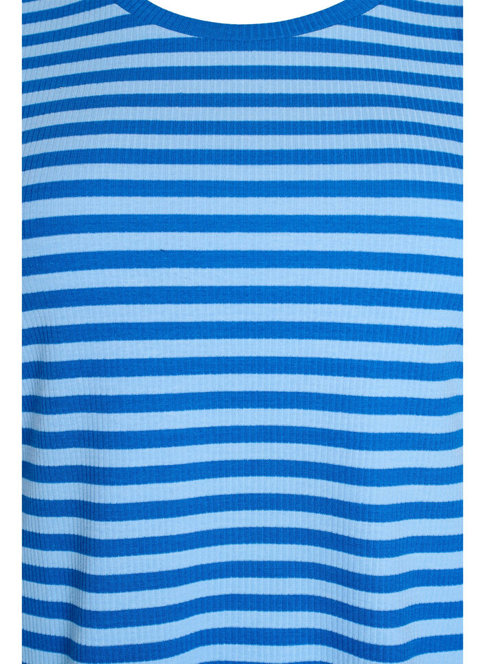 Gestreiftes T-Shirt mit gerippter Struktur, Blau, Packshot image number 2