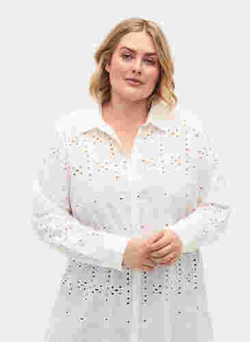 Hemdkleid mit Anglaise-Stickerei, Bright White, Model image number 2