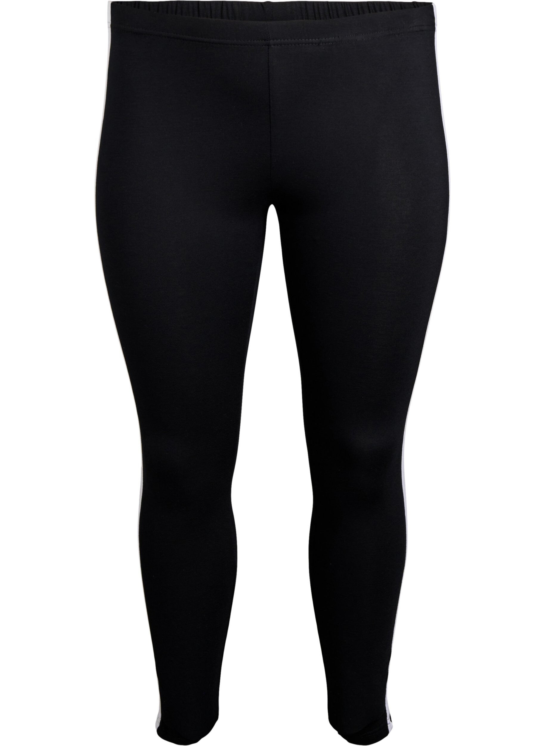 ZizziLeggings aus Viskose mit Seitenstreifen, Black W. Stripe, Packshot image number 0