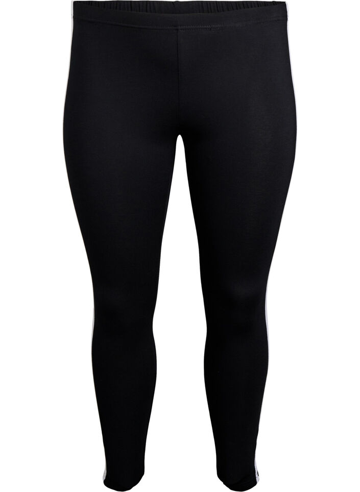 Leggings aus Viskose mit Seitenstreifen, Black W. Stripe, Packshot image number 0
