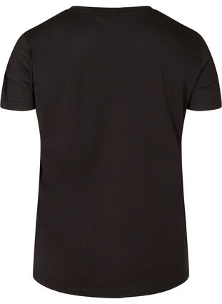 Kurzarm T-Shirt aus Baumwolle mit Nieten, Black, Packshot image number 1