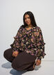 Bluse mit Blumenprint und R&uuml;schendetails, Schwarz, Model image number 0