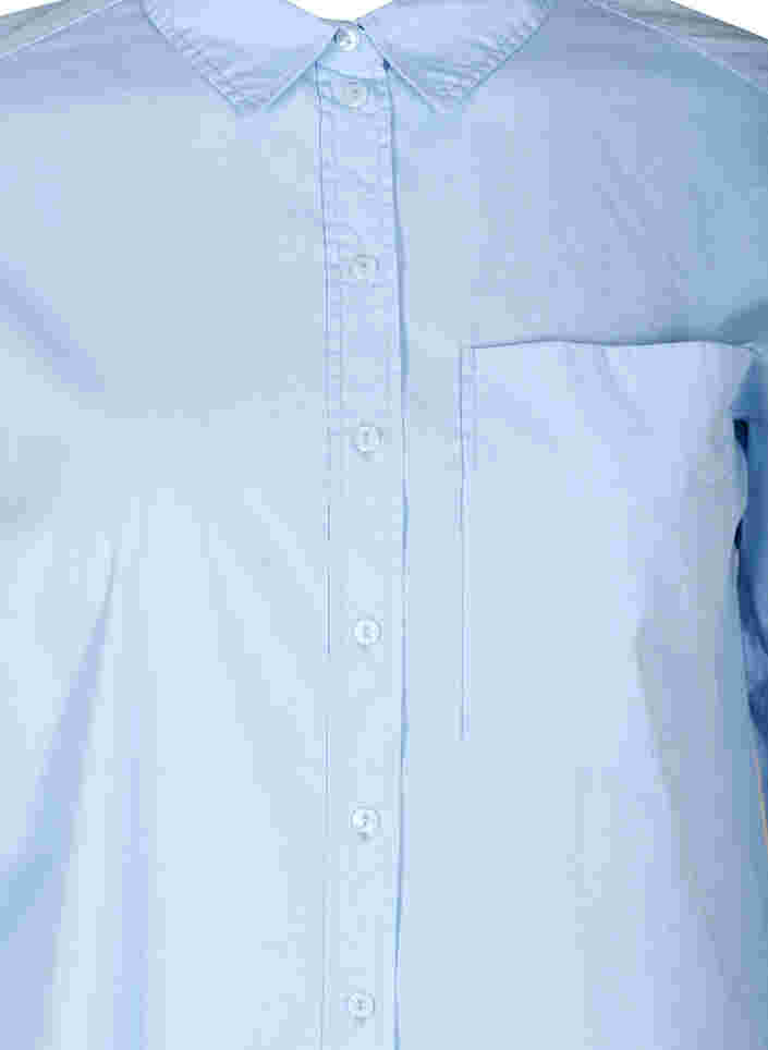 Lange Baumwollbluse mit Brusttasche, Blue Heron, Packshot image number 2