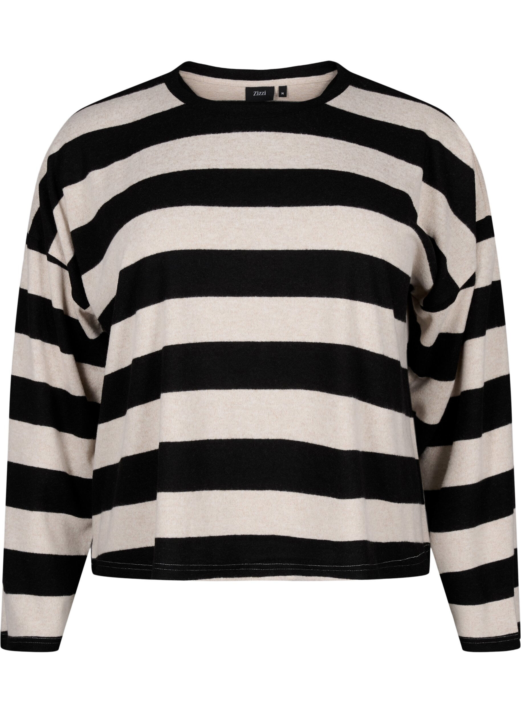 Zizzi Lang&auml;rmlige Bluse mit Streifenmuster, Bl. Beige Mel.Stripe, Packshot image number 0