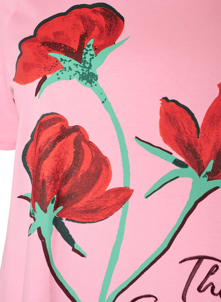 T-Shirt aus Baumwolle mit Frontprint, Pink, Packshot image number 2