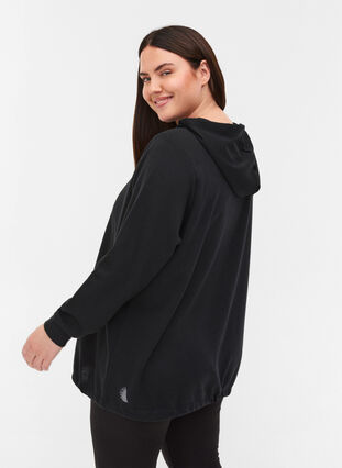 Sweatshirt mit Kapuze und verstellbarer Taille, Black, Model image number 1