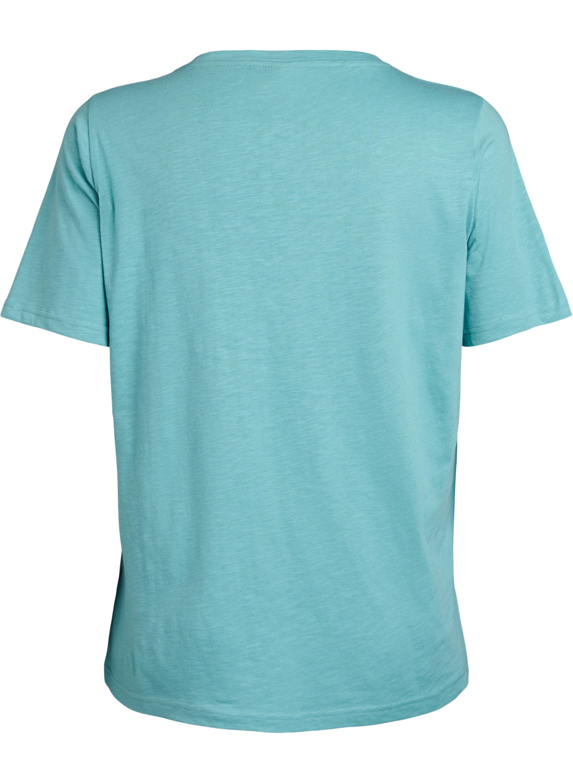 ZizziKurz&auml;rmliges Basic-T-Shirt mit V-Ausschnitt, Blau, Packshot image number 1