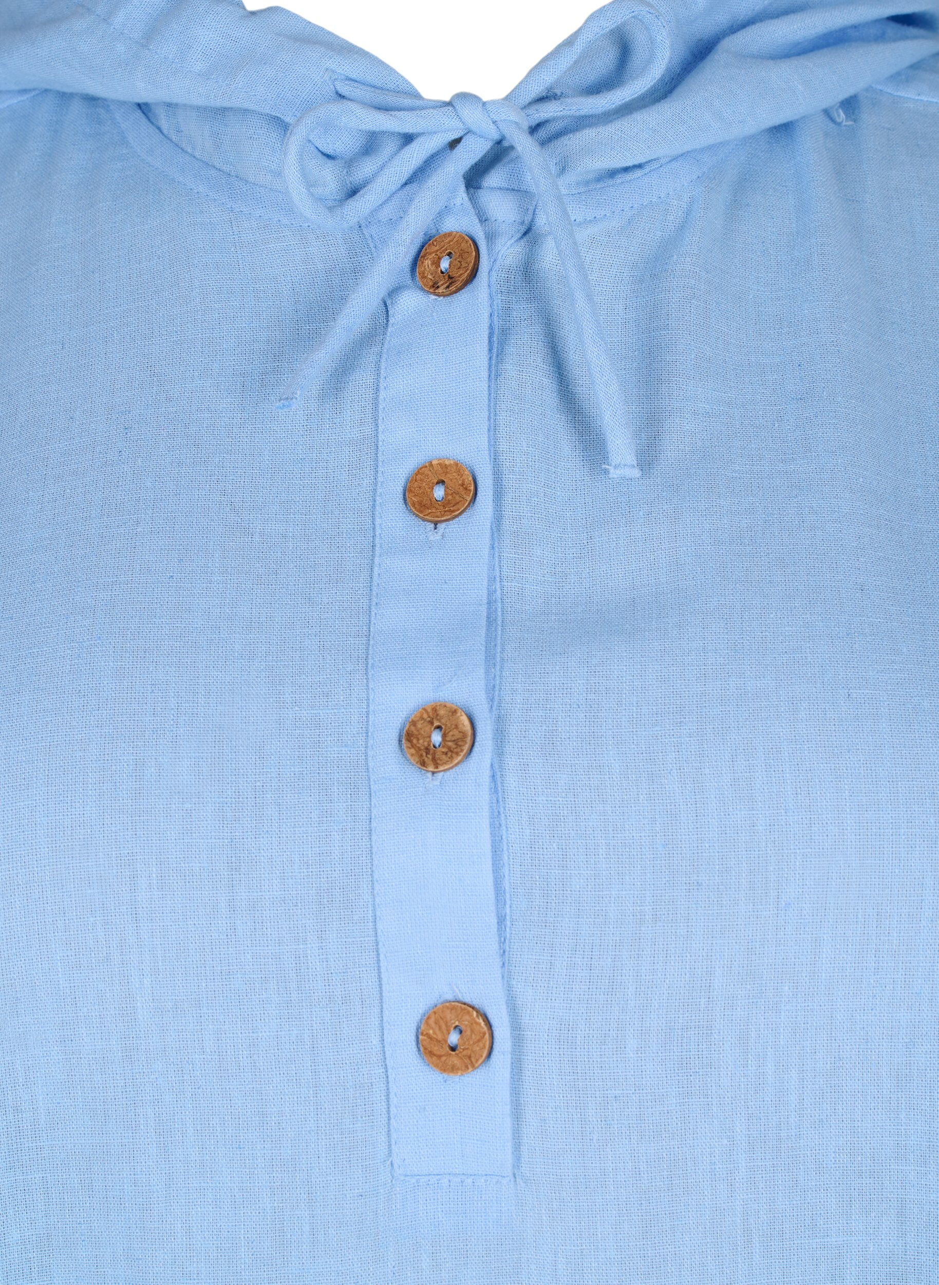 ZizziTunika mit Kapuze aus Baumwolle und Leinen, Serenity, Packshot image number 2