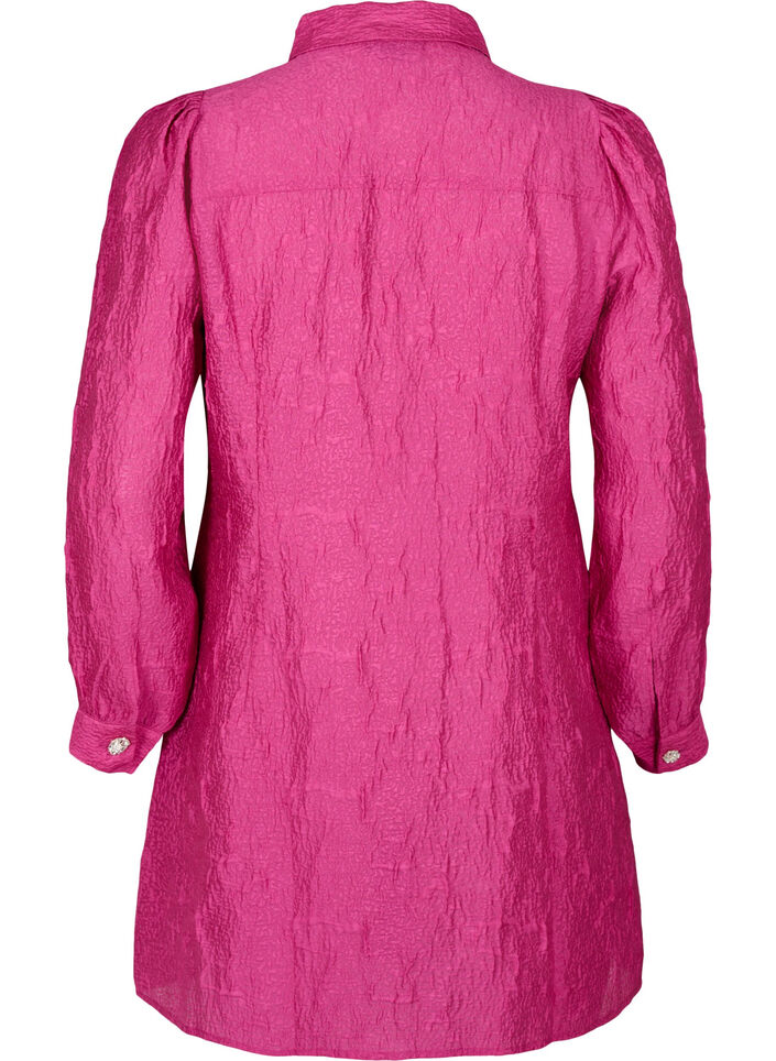 Hemdkleid mit Textur und Perlmuttknöpfen, Cactus Flower, Packshot image number 1