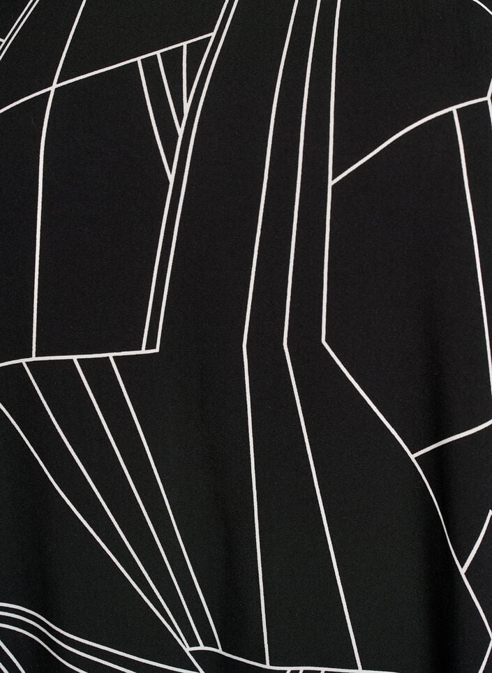 Kurz&auml;rmelige Bluse aus Viskose mit Print, Schwarz, Packshot image number 2