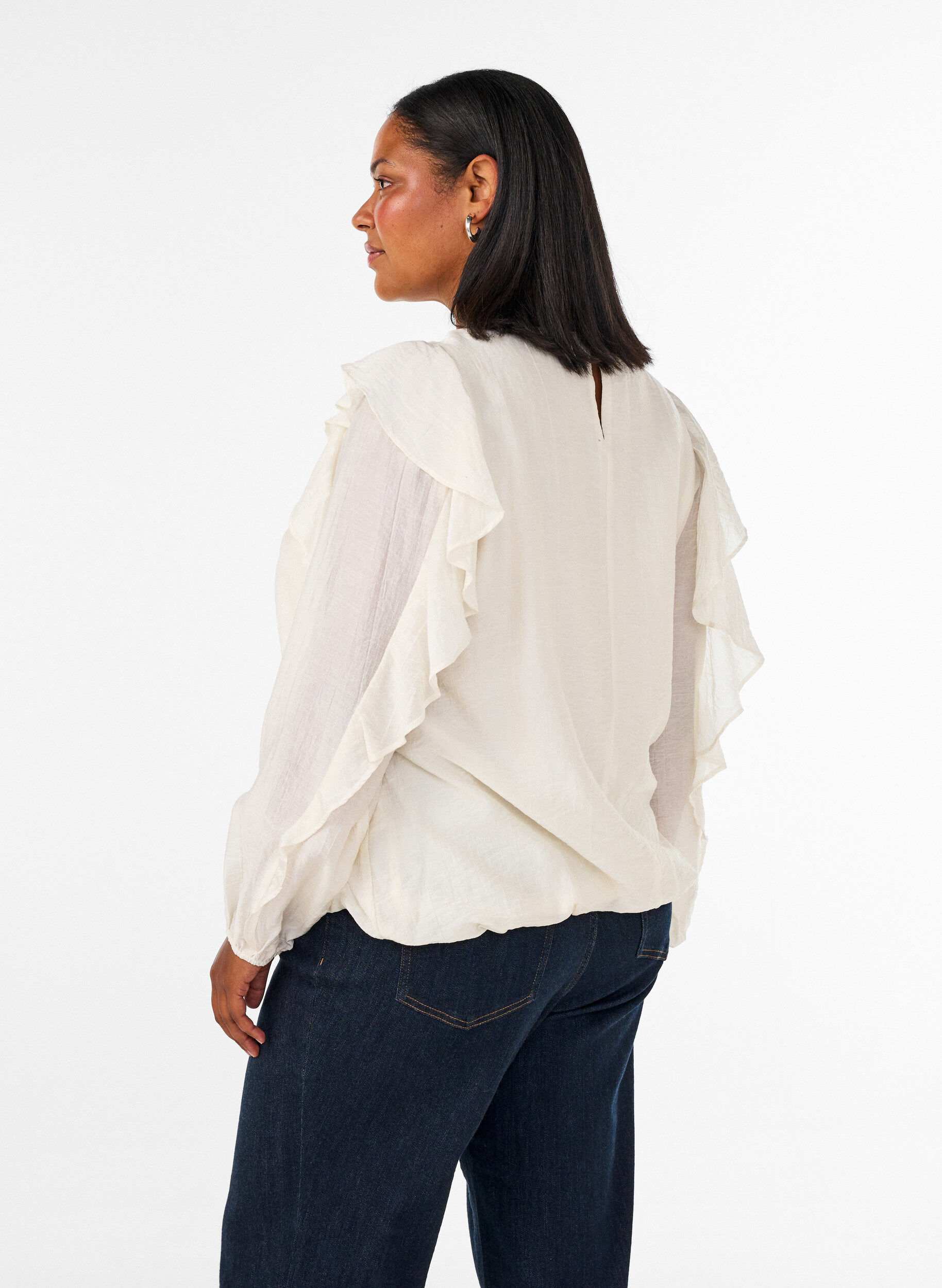 ZizziBallonbluse mit R&uuml;schen, Vanille, Model image number 2