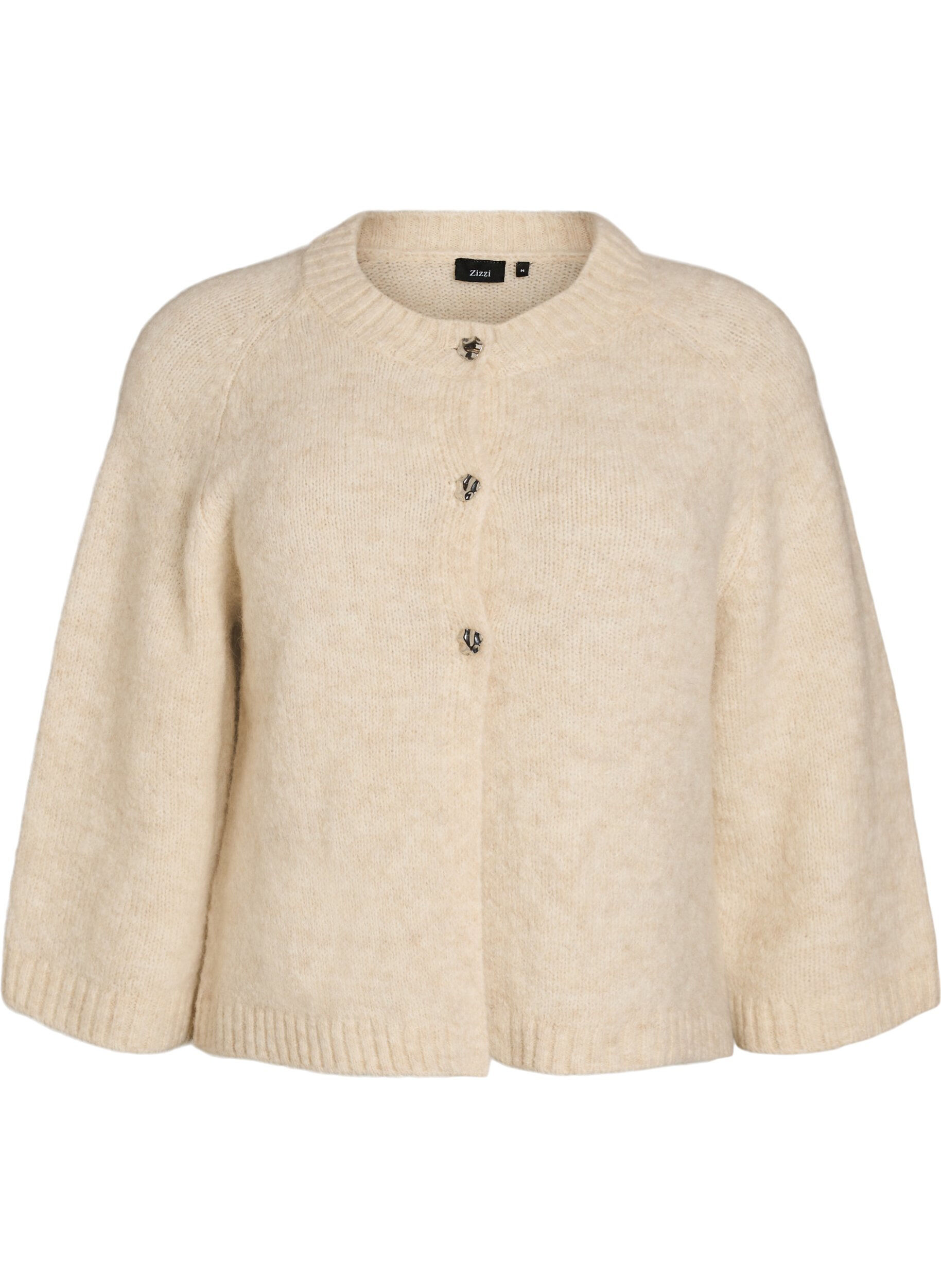 ZizziStrickjacke aus Wollmischung mit 3/4-&Auml;rmeln, Beige, Packshot image number 0