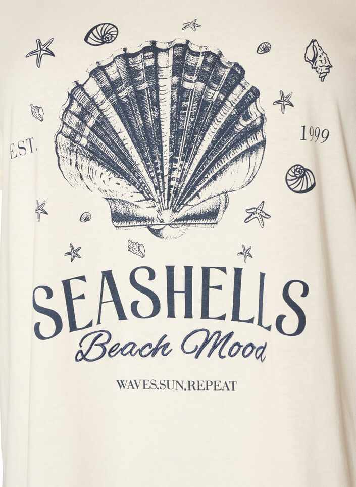 T-Shirt aus Baumwolle mit Print, Vanille, Packshot image number 2