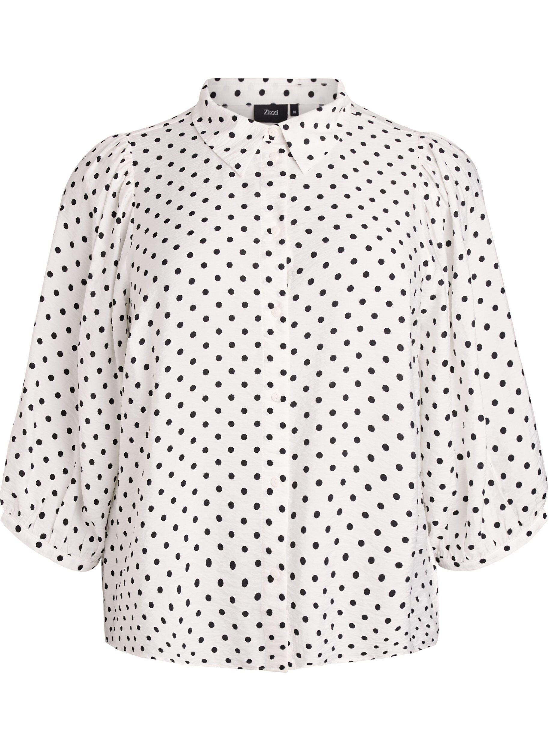ZizziBluse mit P&uuml;nktchenmuster und 3/4-&Auml;rmeln, Wei&szlig;, Packshot image number 0