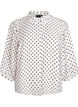 Bluse mit P&uuml;nktchenmuster und 3/4-&Auml;rmeln, Wei&szlig;, Packshot image number 0