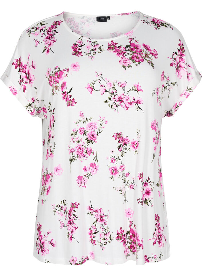 T-Shirt mit floralem Print, B. W. Pink Flower, Packshot image number 0