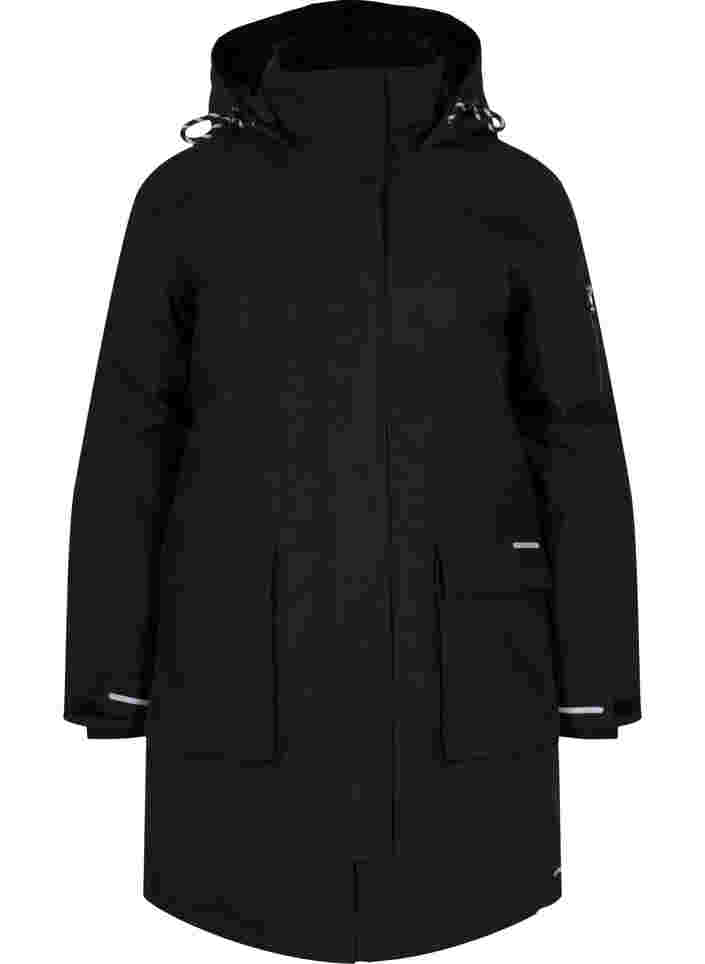 Winterjacke mit abnehmbarer Kapuze und Taschen, Black, Packshot image number 0