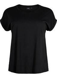 Kurzärmeliges T-Shirt aus einer Baumwollmischung, Black, Packshot
