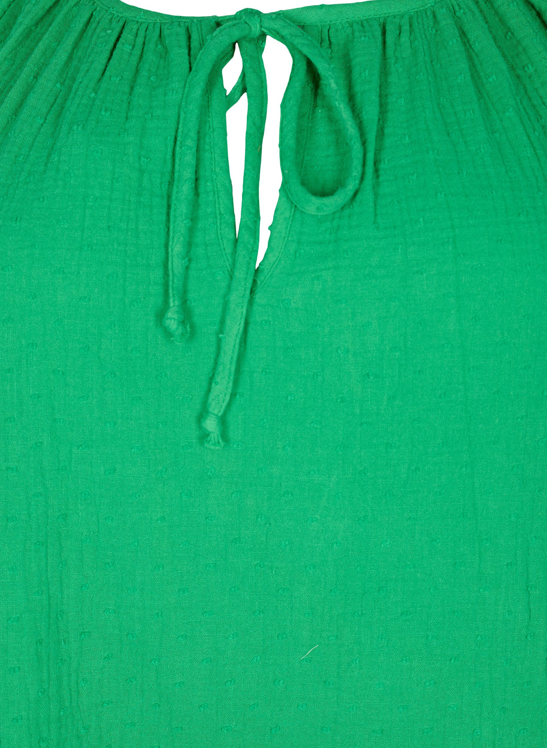 ZizziBaumwollbluse mit 1/2 &Auml;rmeln, Bright Green, Packshot image number 2