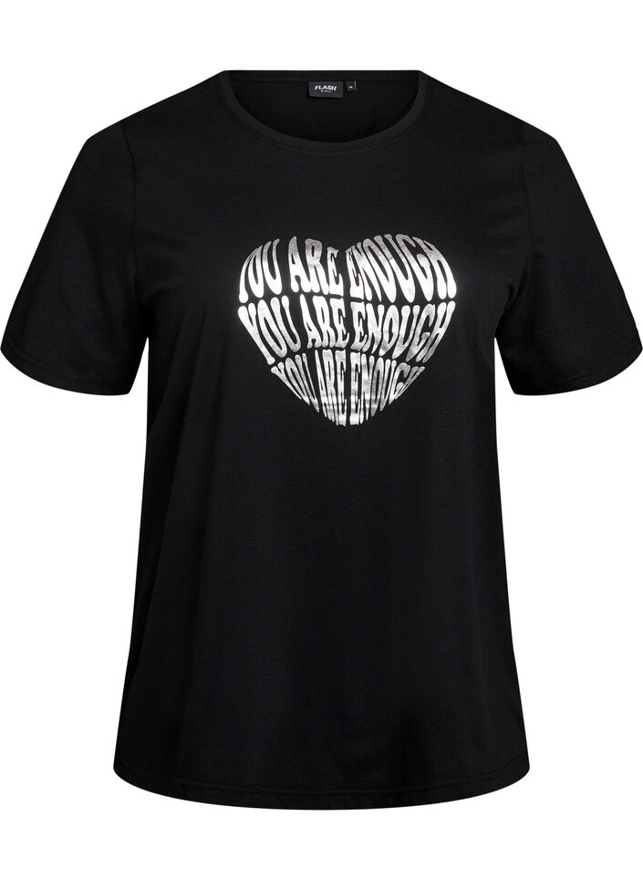 T-Shirt mit Print, Schwarz, Packshot image number 0