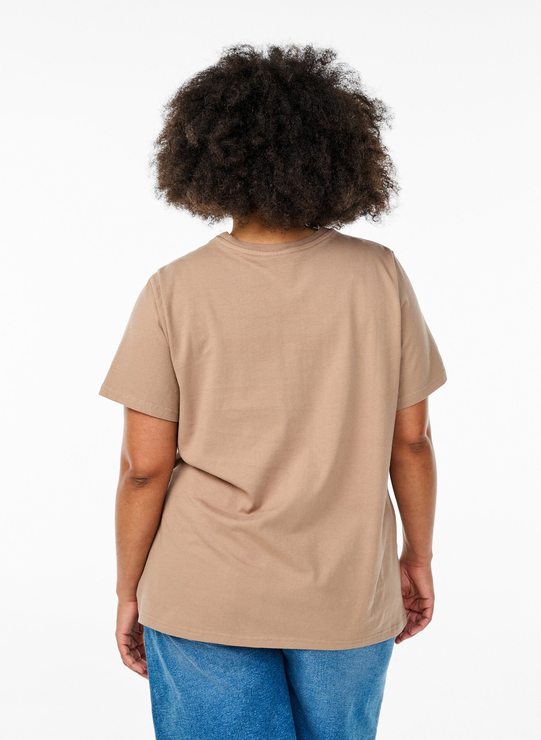 ZizziT-Shirt aus Bio-Baumwolle mit Statement-Print, Beige, Model image number 2