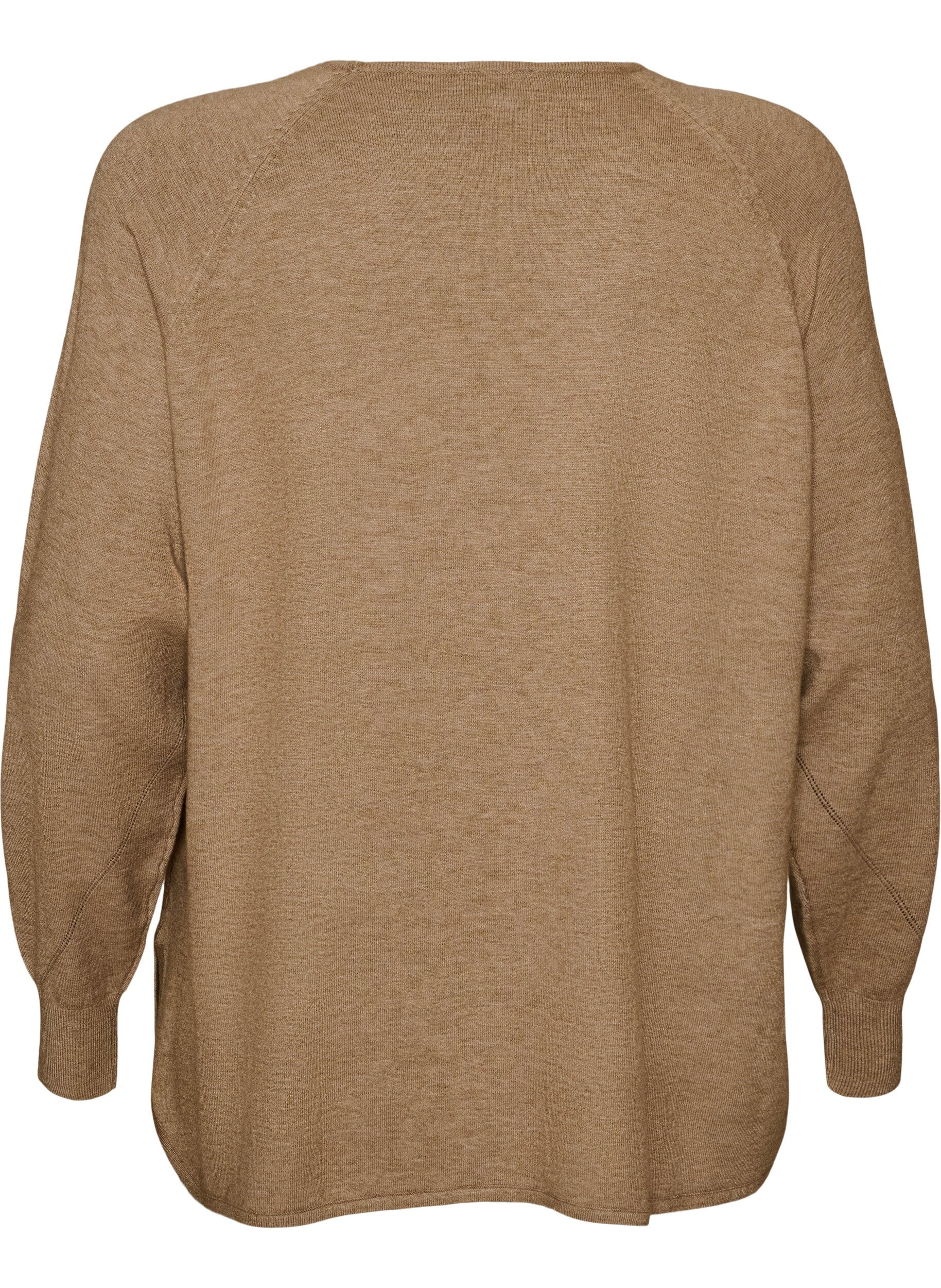 ZizziStrickbluse mit Rundhalsausschnitt und Strickmuster, Beige, Packshot image number 1
