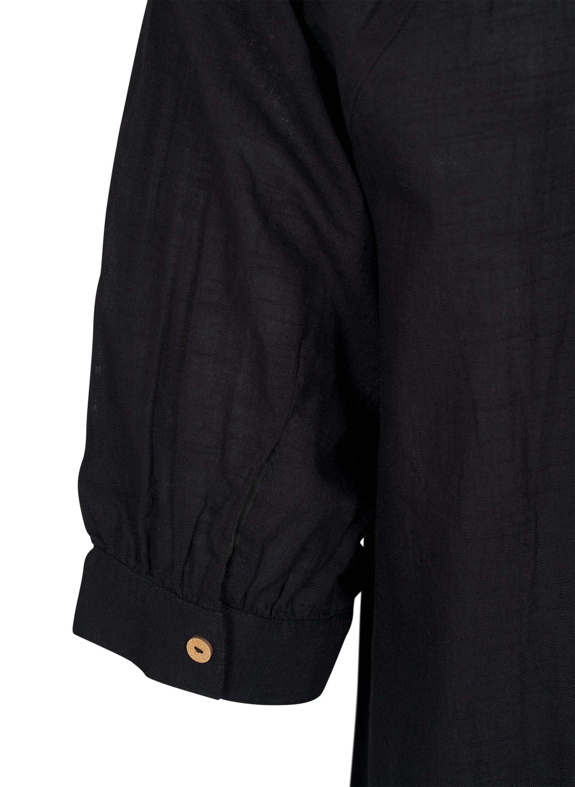 ZizziTunika aus Baumwolle mit V-Ausschnitt., Schwarz, Packshot image number 3