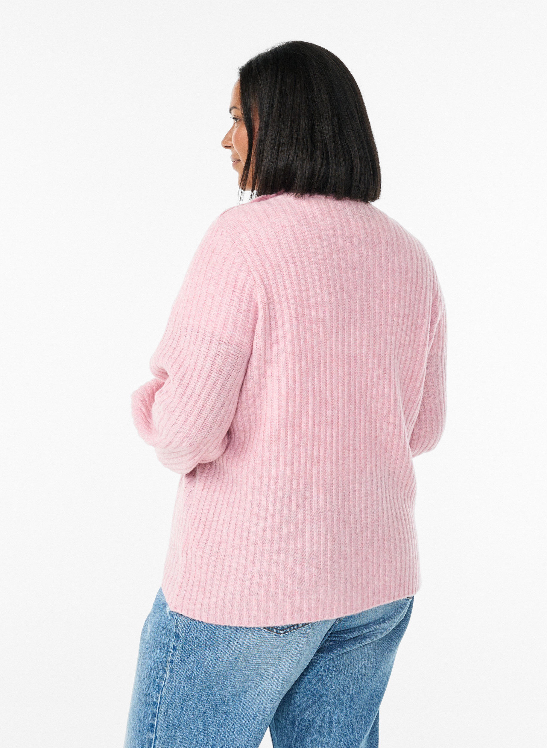 ZizziPullover aus Rippstrick mit Puff&auml;rmeln und Kn&ouml;pfen, Rot, Model image number 2