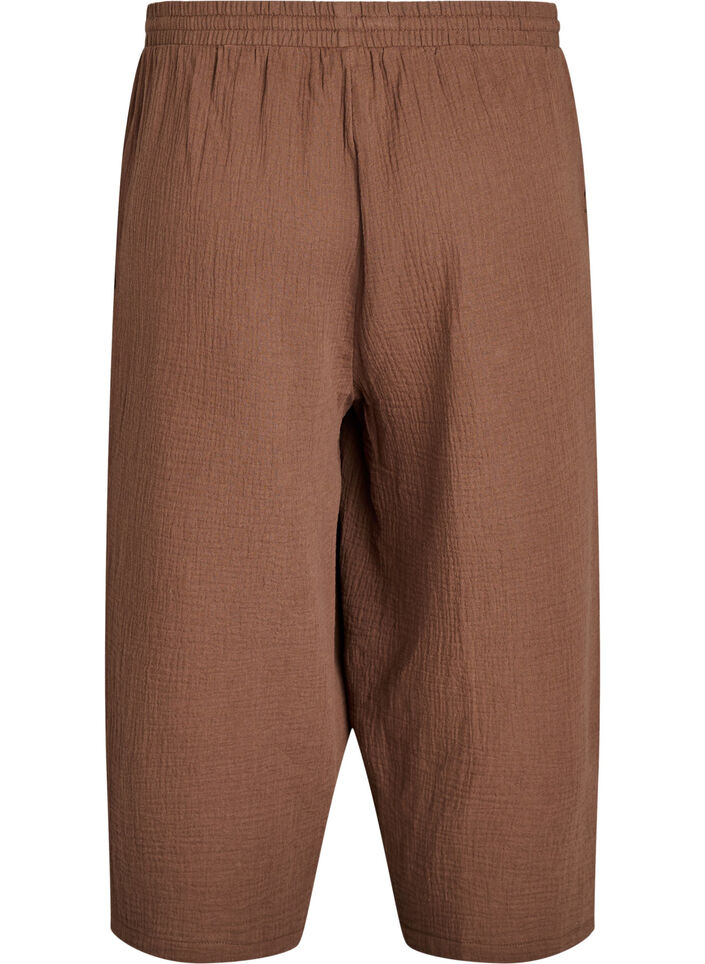 Culotte-Hose aus Baumwollmusselin mit hohem Bund, Braun, Packshot image number 1