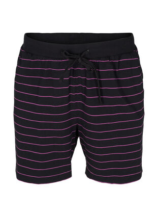 Lockere Shorts aus Baumwolle mit Streifen, Black w. Purple, Packshot image number 0
