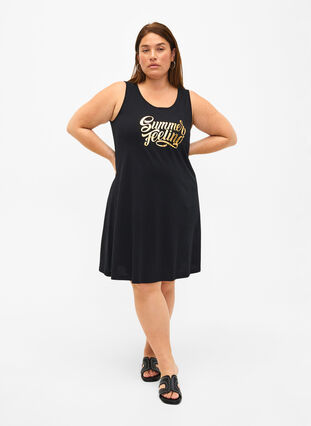 Ärmelloses Kleid aus Baumwolle mit A-Linie, Black W. Summer, Model image number 2