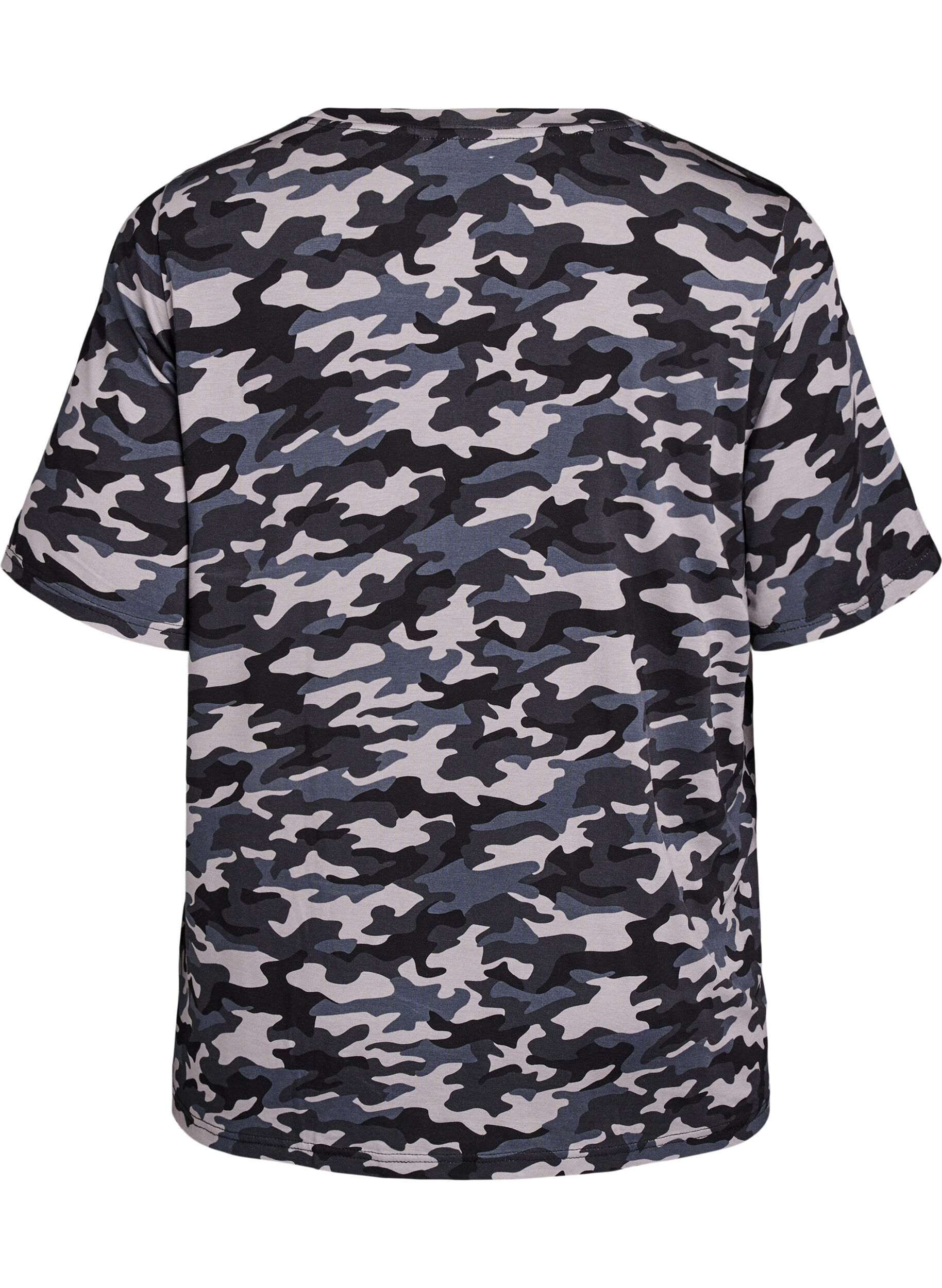 ZizziT-Shirt mit TENCEL&trade; Lyocell und Tarnmuster, Grau, Packshot image number 1