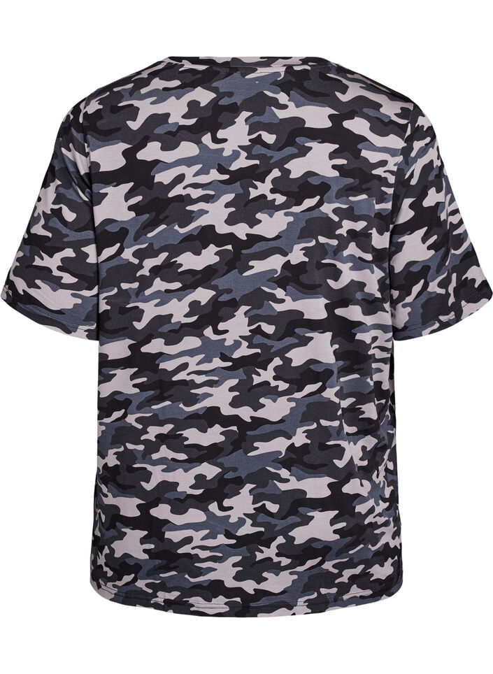 T-Shirt mit TENCEL&trade; Lyocell und Tarnmuster, Grau, Packshot image number 1