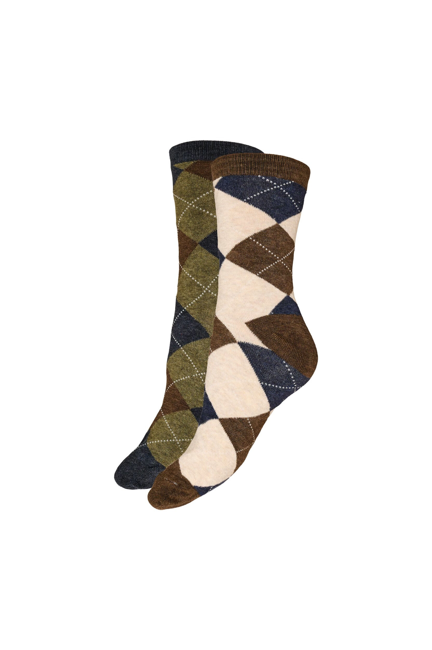 Zizzi2er-Pack Socken mit Harlekinmuster, Braun, Packshot image number 0