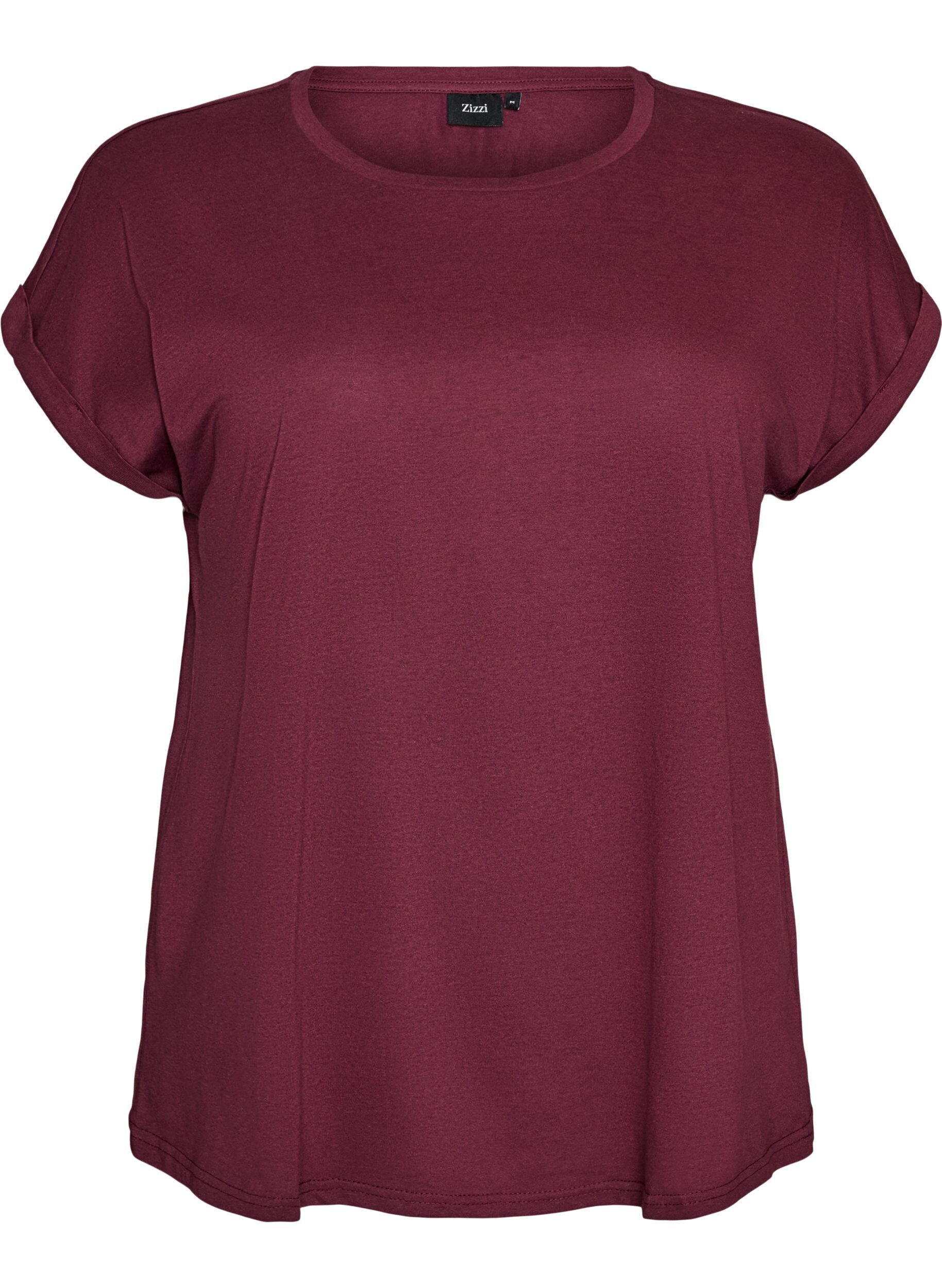 ZizziKurz&auml;rmeliges T-Shirt aus einer Baumwollmischung, Rot, Packshot image number 0